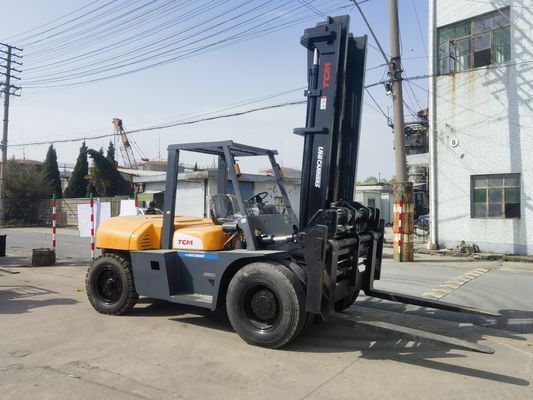 Χρησιμοποιούμενο ανελκυστήρα ντίζελ TCM FD100 10T 5m Mast 6 μέτρα ύψος με πλευρική μετατόπιση 10000 KG βάρος