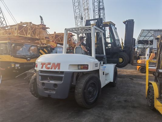 10 τόνων ανεμοφόρος 3 μέτρων Χρησιμοποιούμενο ανεμοφόρο TCM FD100 με κινητήρα ντίζελ και μήκος ελαστικού διαμετρήματος