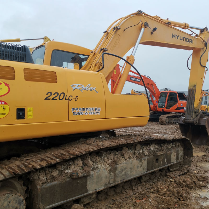 22000 KG Χρησιμοποιούμενη Hyundai 220 220-5 Υδραυλική εξορυκτήρας 22 τόνους λειτουργικό βάρος